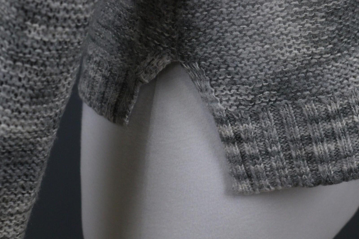 ANNETTE GORTZ Gray Long Sleeve Round Neck Lagenlook Cropped Sweater