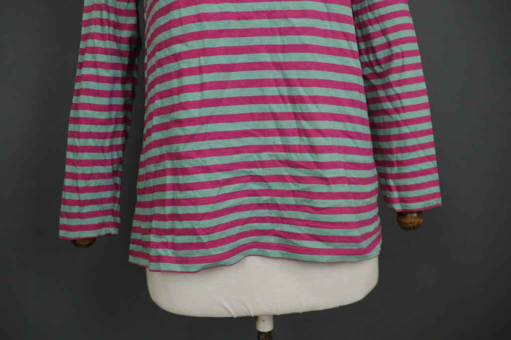 GUDRUN SJODEN Teal Pink Striped Casual Long Sleeve Pullover Blouse Top – Size S