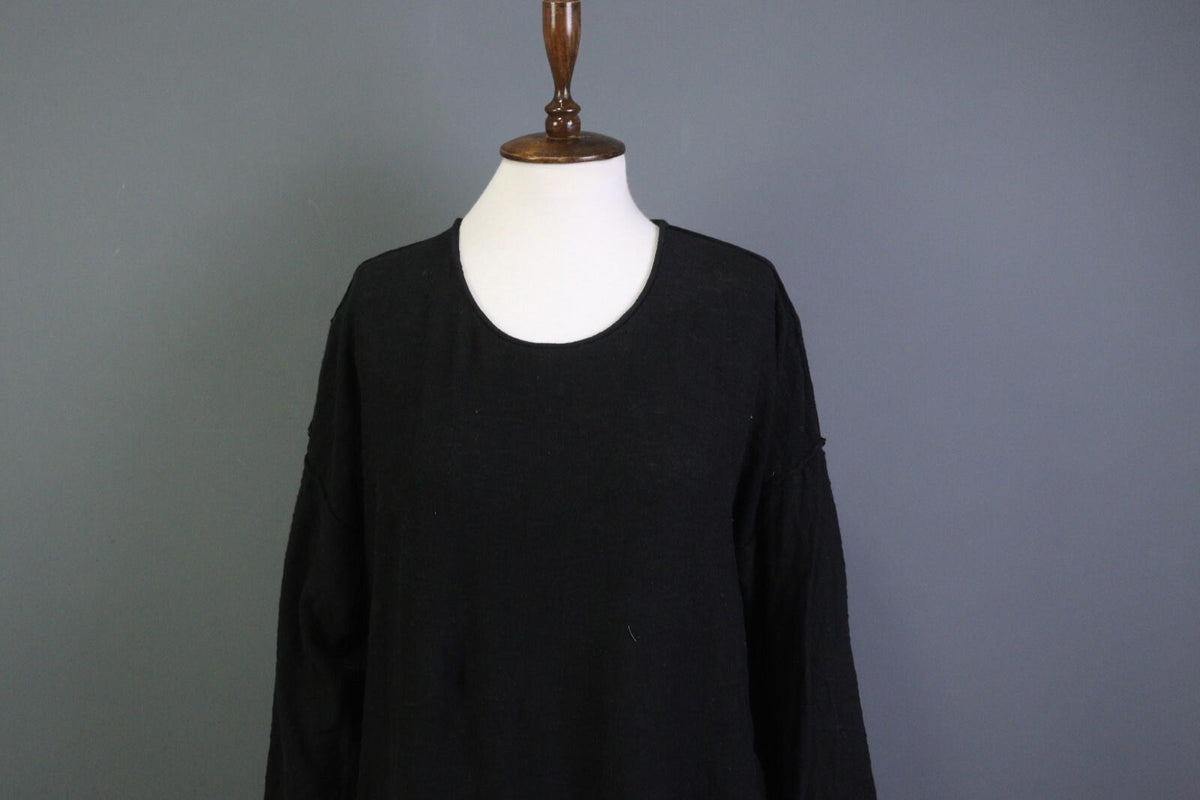 GUDRUN SJODEN Black Long Sleeve Oversized Lagenlook Shirt Dress – Size M