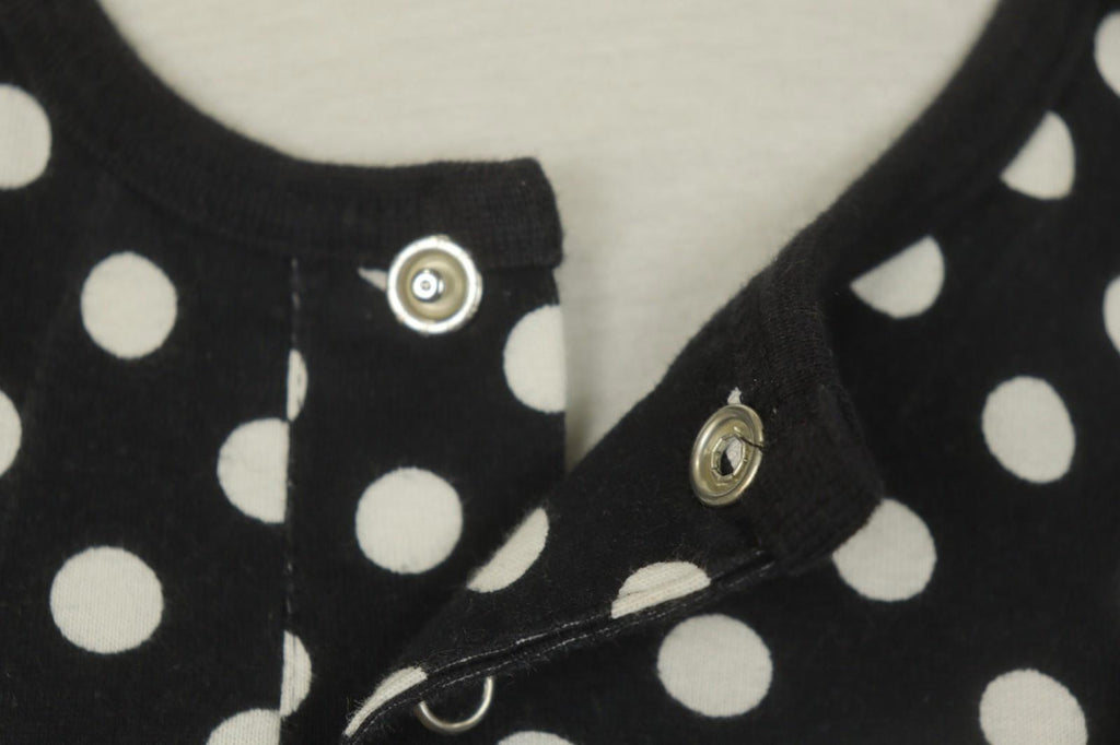 MARIMEKKO Black White Polka Dot Cotton Long Sleeve Summer Snap Blouse Top – Size M