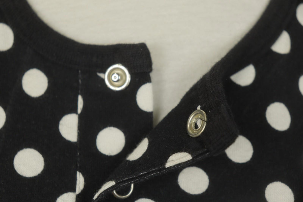 MARIMEKKO Black White Polka Dot Cotton Long Sleeve Summer Snap Blouse Top – Size M