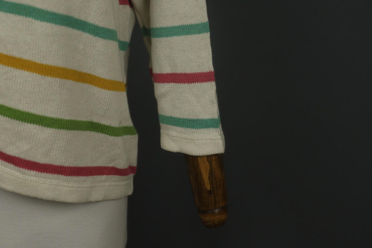 GUDRUN SJODEN Multicolor Striped Linen Crew Neck Long Sleeve Sweater – Size M