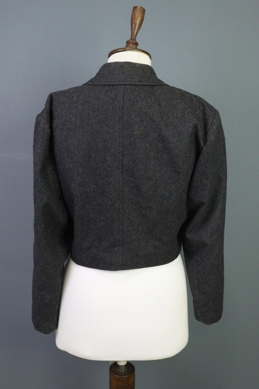 KENZO JUNGLE Gray One Button Knit Cropped Blazer Jacket