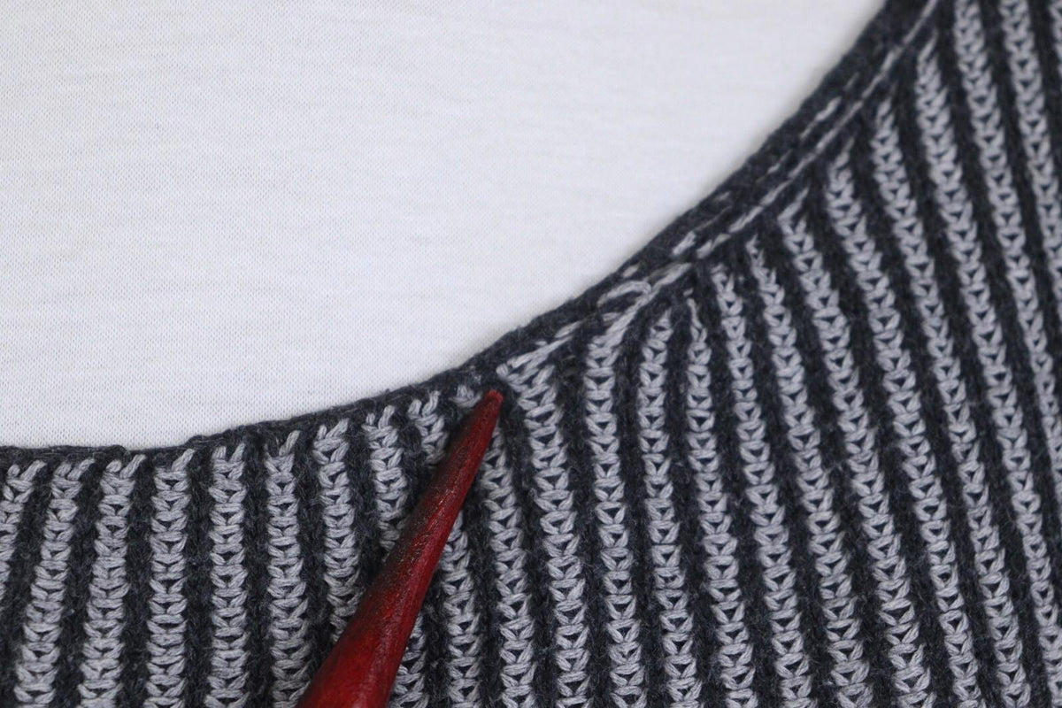 GUDRUN SJODEN Gray Black Striped Long Sleeve Blouse Top – Size S / M
