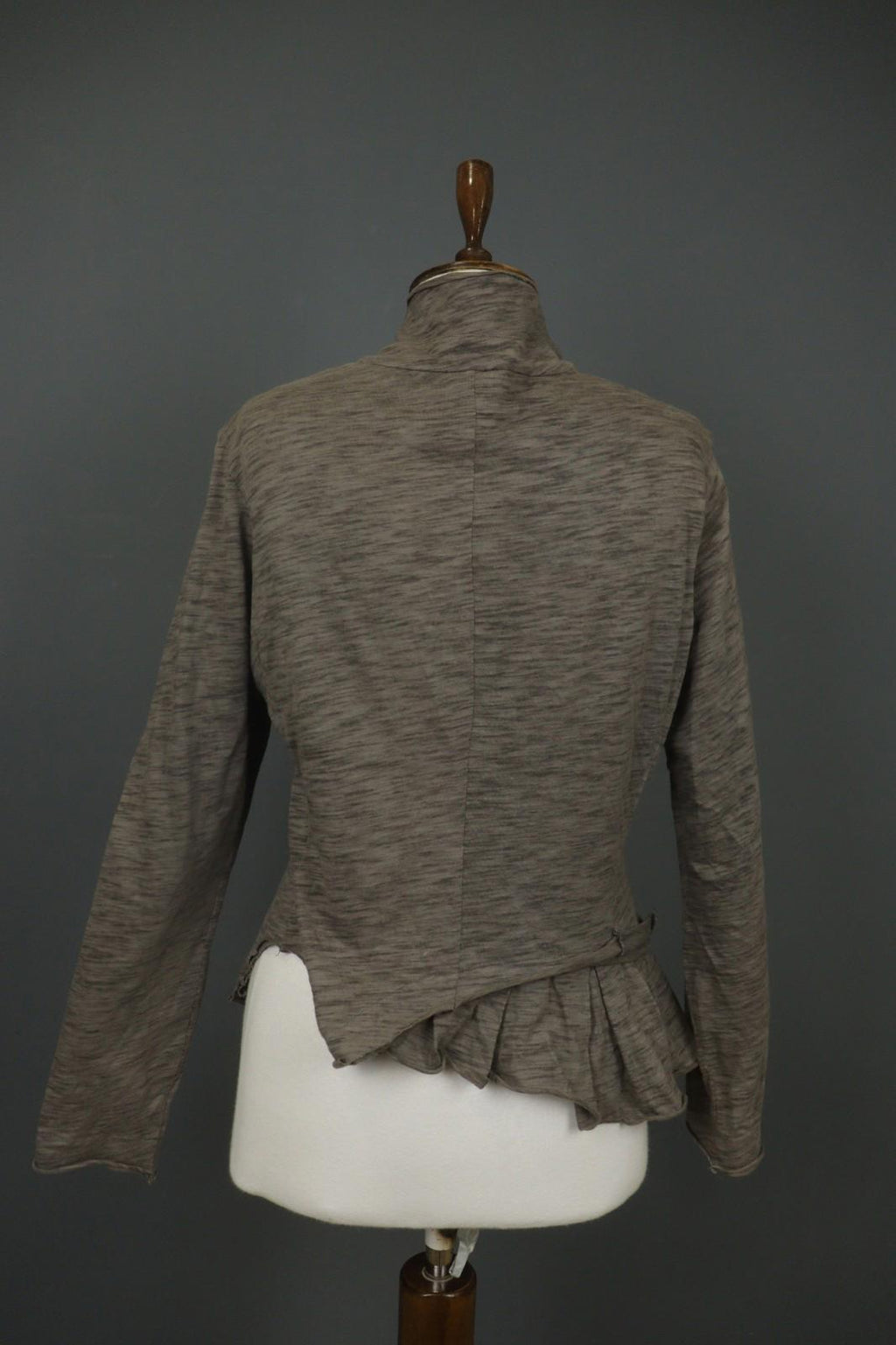 RUNDHOLZ Cardigan Heather Gray Casual Mock Neck Long Sleeve Hook & Eye – Size M