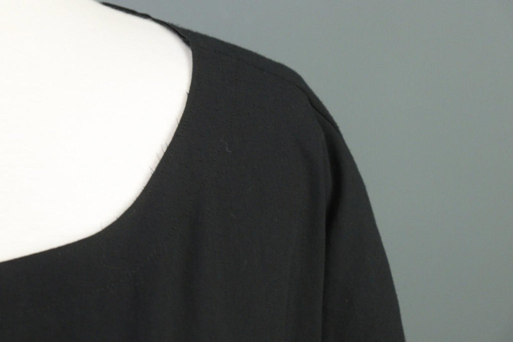 OSKA Black Short Sleeve Button Scoop Neck A-Line Blouson Dress – Size 3