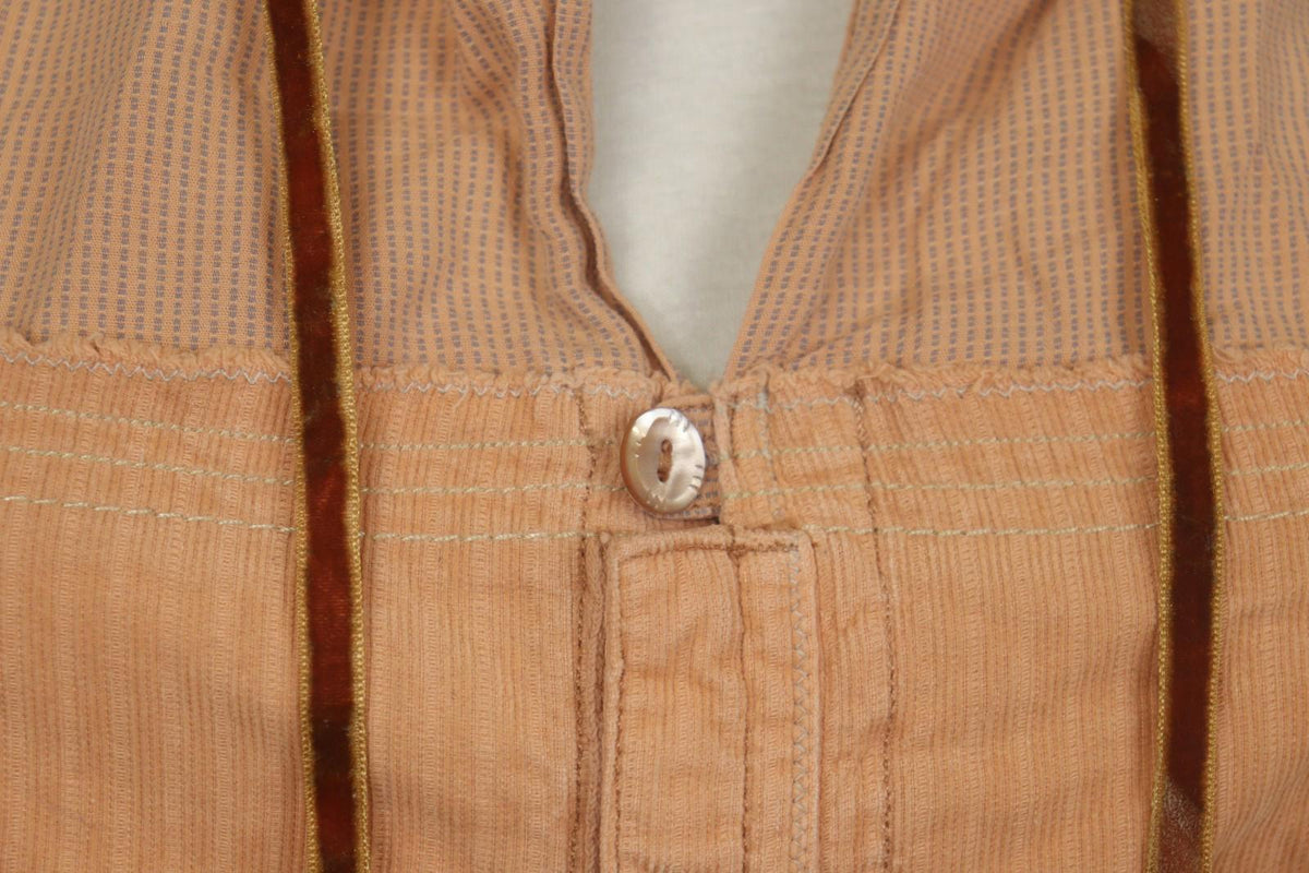 Marithé + François Girbaud Orange Cotton Long Sleeve Drawstring Blouse Top Sz 27