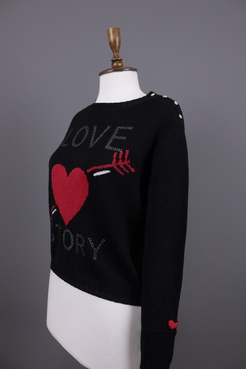 Princess Goes Hollywood Black Love Story Cashmere Knit Sweater – Size 36