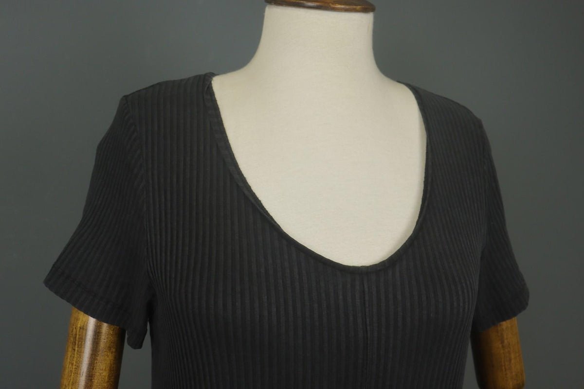 GUDRUN SJODEN Black Lyocell Short Sleeve Round Neck Pullover Shift Dress – Size M