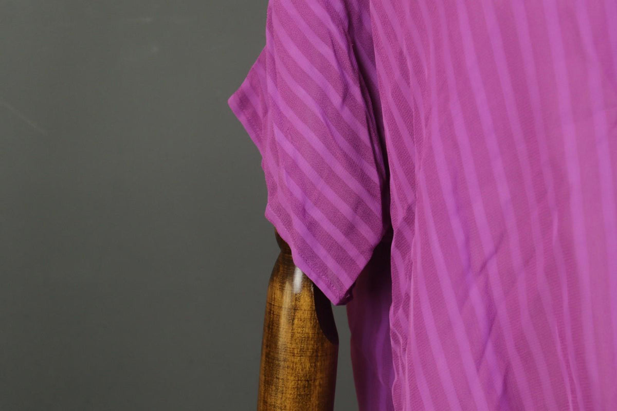 GUDRUN SJODEN Pink Striped 100% Viscose Short Sleeve Pullover Blouse Top Sz L/XL