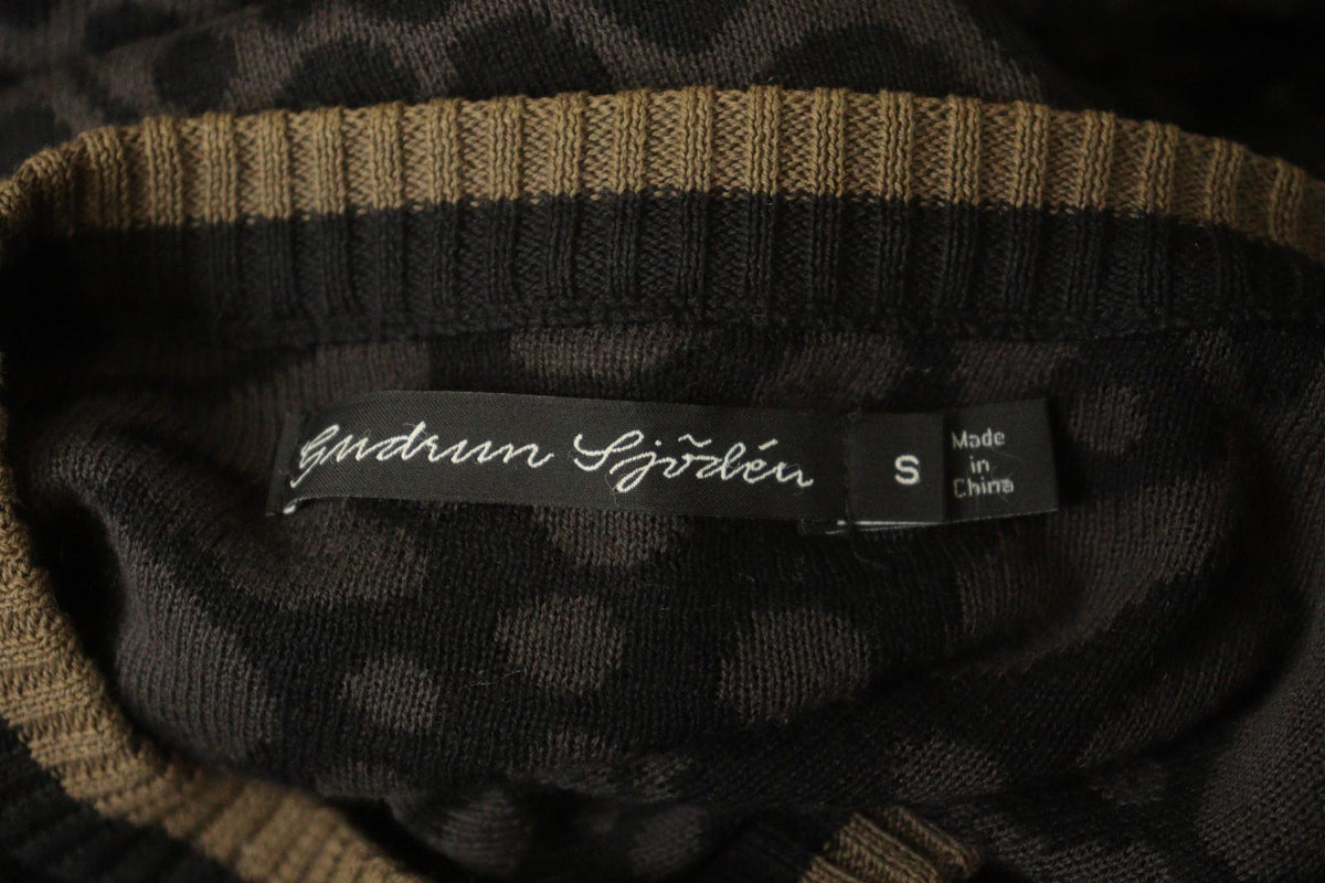 GUDRUN SJODEN Brown Floral 100% Cotton Button-Front Cardigan Sweater – Size S