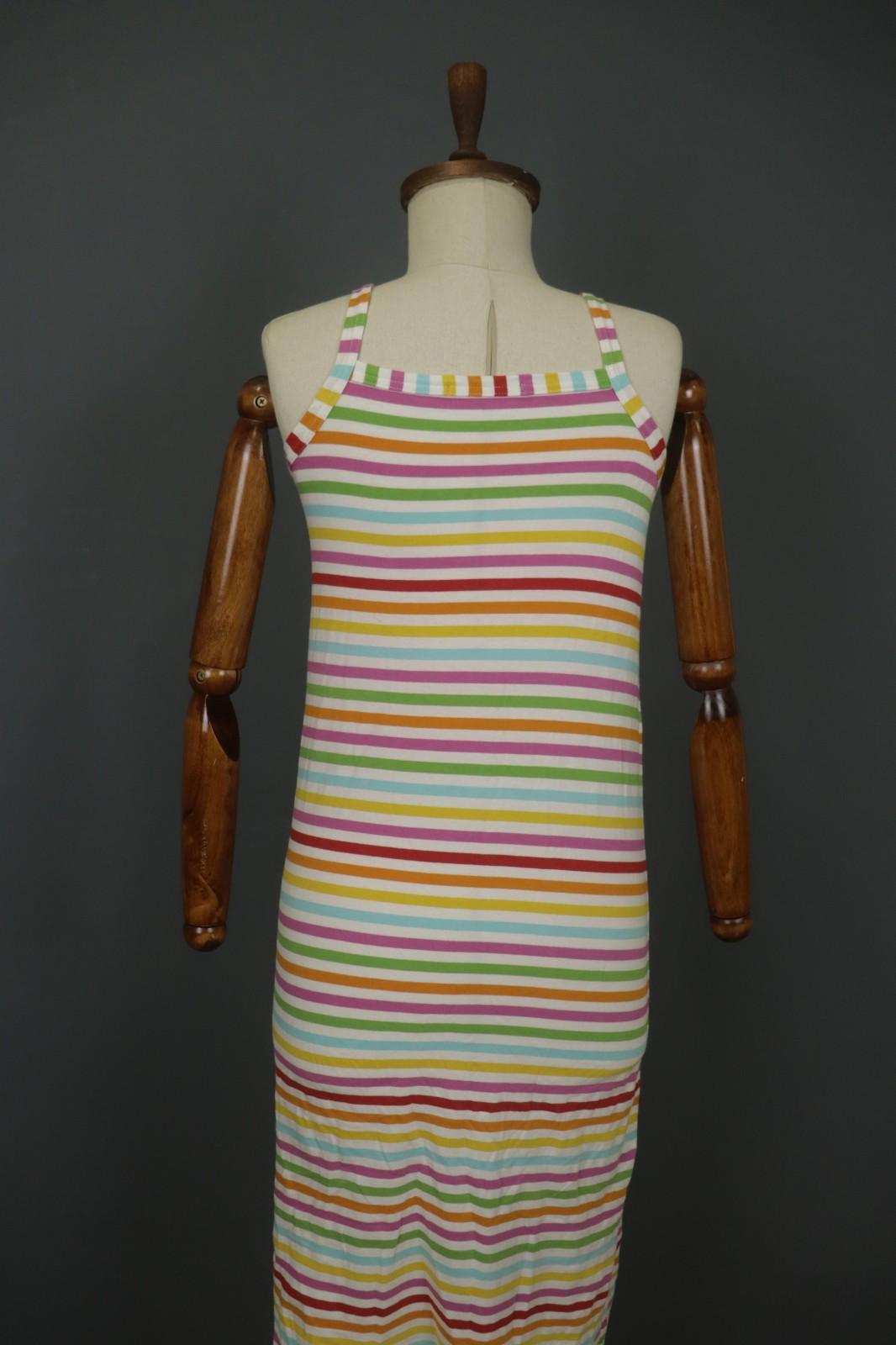 GUDRUN SJODEN Multi Striped Wide Strap Square Neck Pullover Tank Dress – Size S