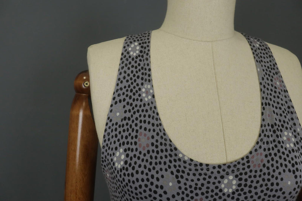 GUDRUN SJODEN Gray Modal Floral Scoop Neck Wide Strap Pullover Tank Dress – Size L