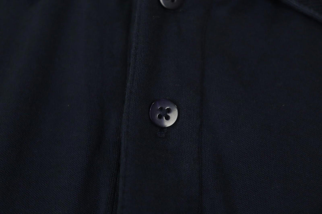 Carlo Colucci Navy 100% Cotton Long Sleeve Collared Popover Polo Shirt – Size L