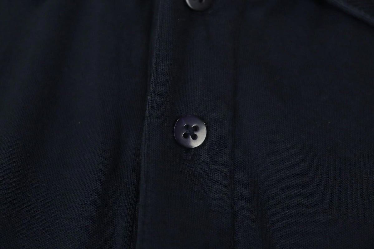 Carlo Colucci Navy 100% Cotton Long Sleeve Collared Popover Polo Shirt – Size L