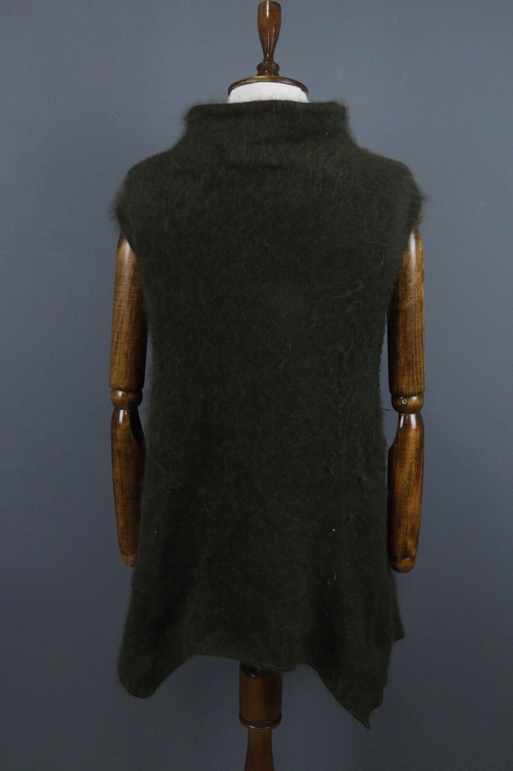 SARAH PACINI Green Angora Knit Sleeveless Shirt Tunic Top One Size