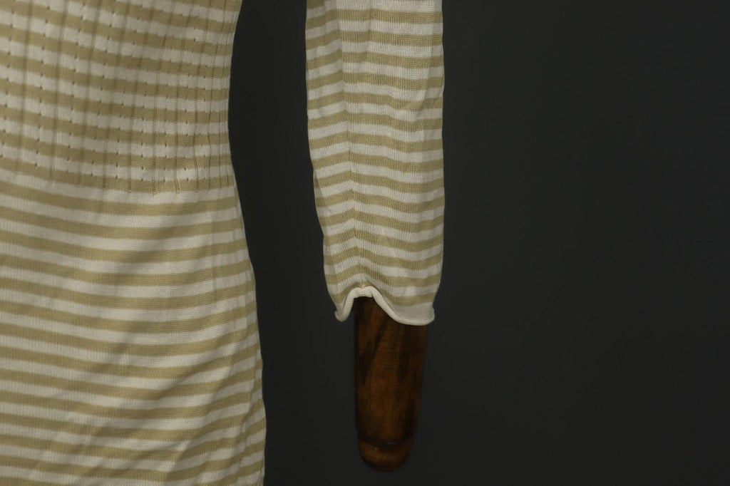 GUDRUN SJÖDEN Ivory Beige Striped Silk Long Sleeve Pullover Knitted Top – Size M