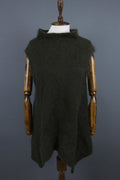 SARAH PACINI Green Angora Knit Sleeveless Shirt Tunic Top One Size