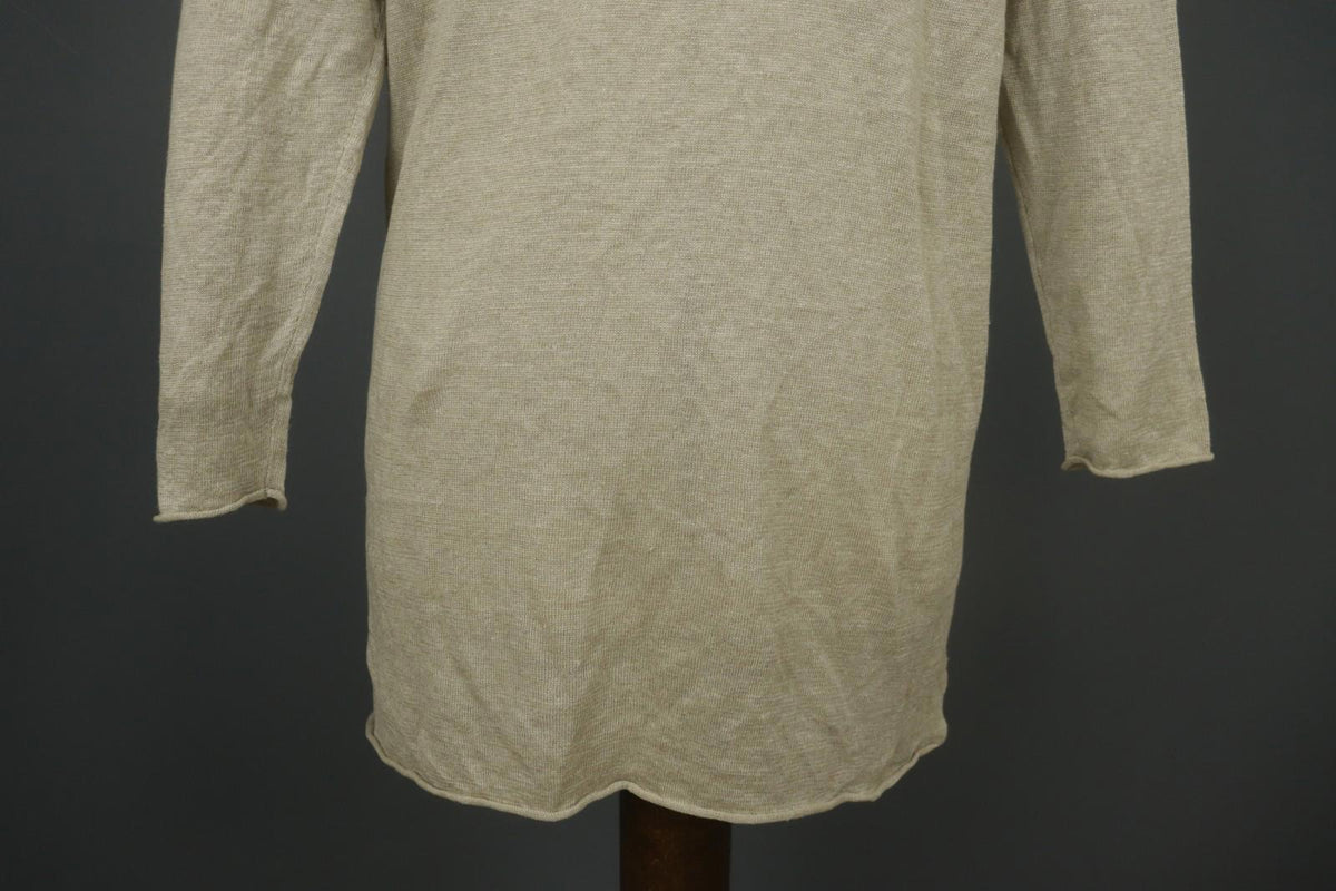 GUDRUN SJODEN Tan 100% Linen Long Sleeve Round Neck Pullover Tunic Top – Size M – Used