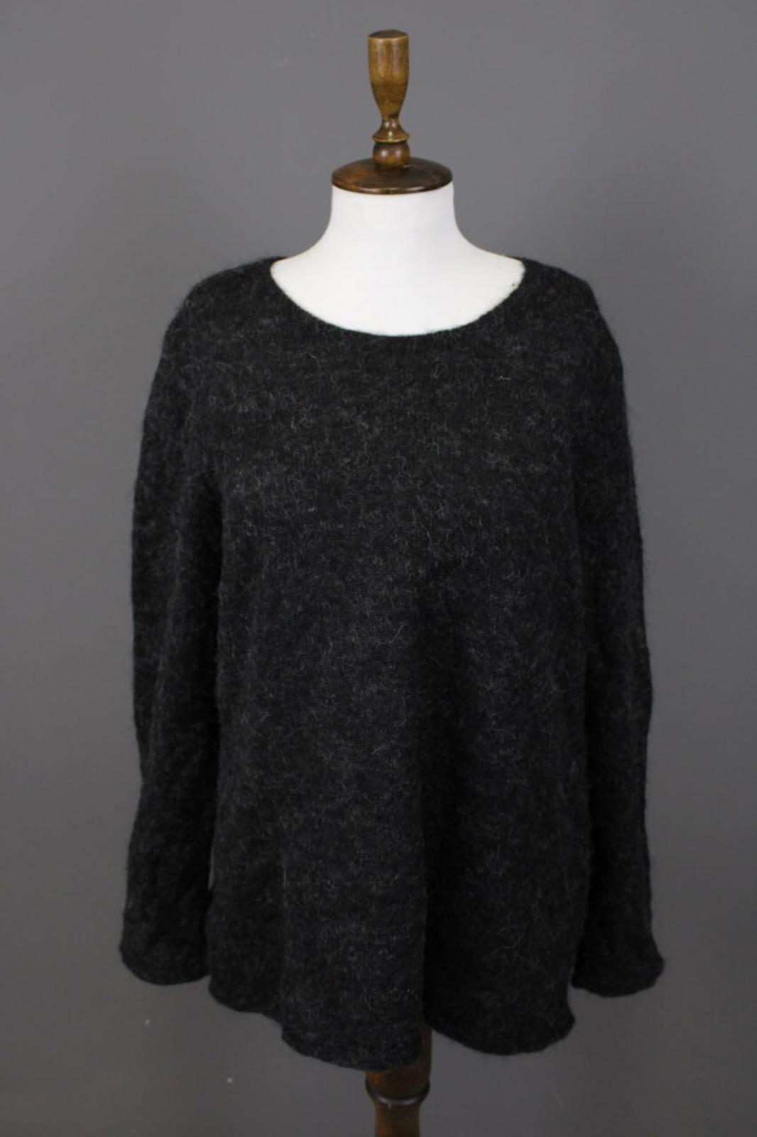 GUDRUN SJODEN Gray Alpaca Wool Knit Lagenlook Long Sleeve Tunic Sweater – Size L