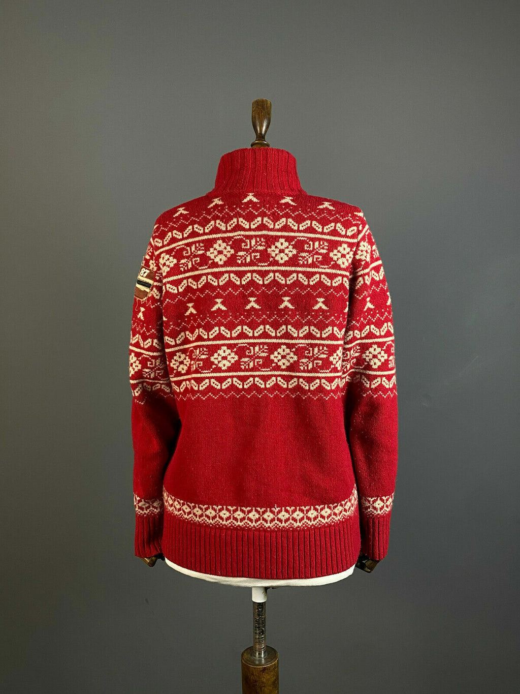 Napapijri Geographic Red Wool Knit Button Up Cardigan Sweater – Women's M – Used