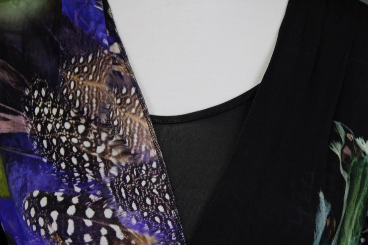 ETRO Multicolor Printed Lined Wrapped V-Neck Long Sleeve Bodycon Dress – Size 42