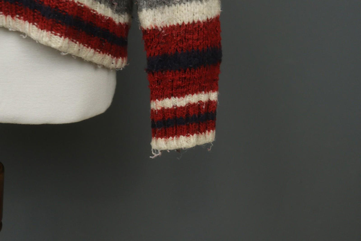 PACHAMAMA Multi Striped 100% Wool Hand Knit Long Sleeve Pullover Sweater M/L