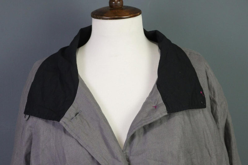 GUDRUN SJODEN Gray Windbreaker Linen Parka Oversized Coat Jacket – Size XL