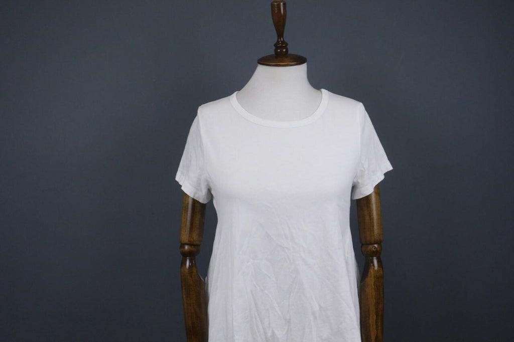 OZAI N KU White Cotton Round Neck Short Sleeve High Low Tee Shirt Dress – Size S – Used