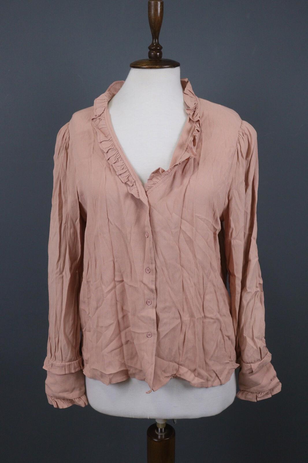 BA&SH Pink Long Sleeve Ruffle Button Down Shirt – Size 3