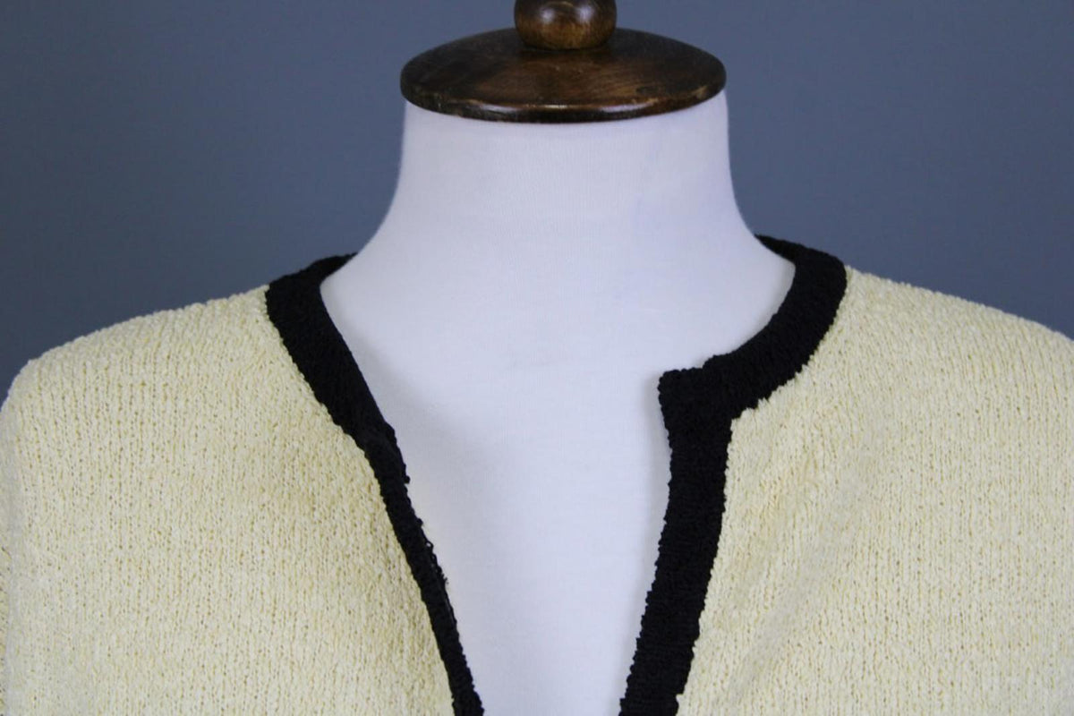 DOLCE & GABBANA Beige Black Lined Cotton Long Sleeve Open Front Cardigan M/L