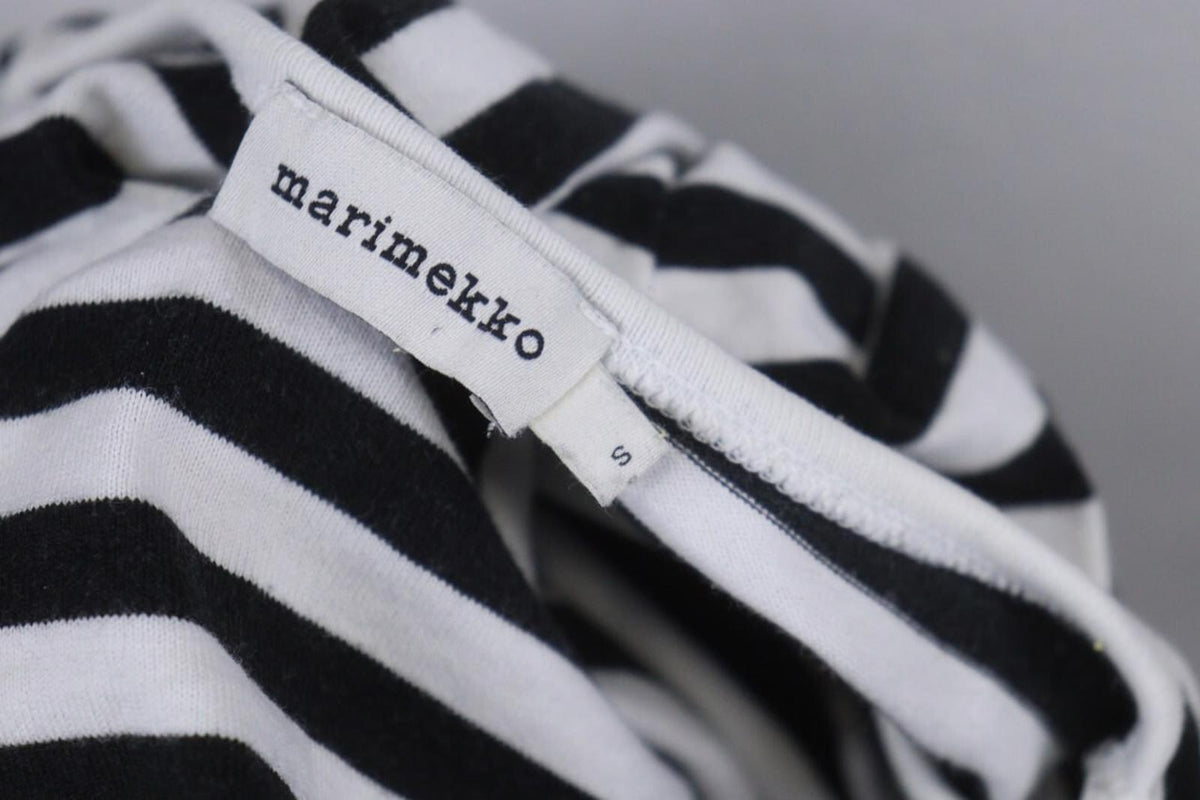 MARIMEKKO White Black Striped Round Neck Long Sleeve Stretch Blouse Top – Size S