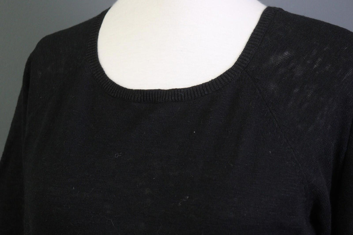 GUDRUN SJODEN Black A-Line Linen 3/4 Sleeve Short Knee Length Dress – Size M