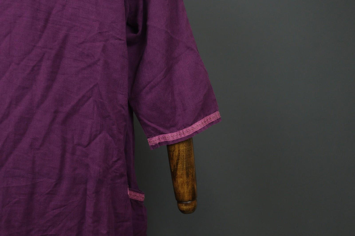 GUDRUN SJÖDEN Purple Cotton Long Sleeve V-Neck Pullover Tunic Dress – Size M