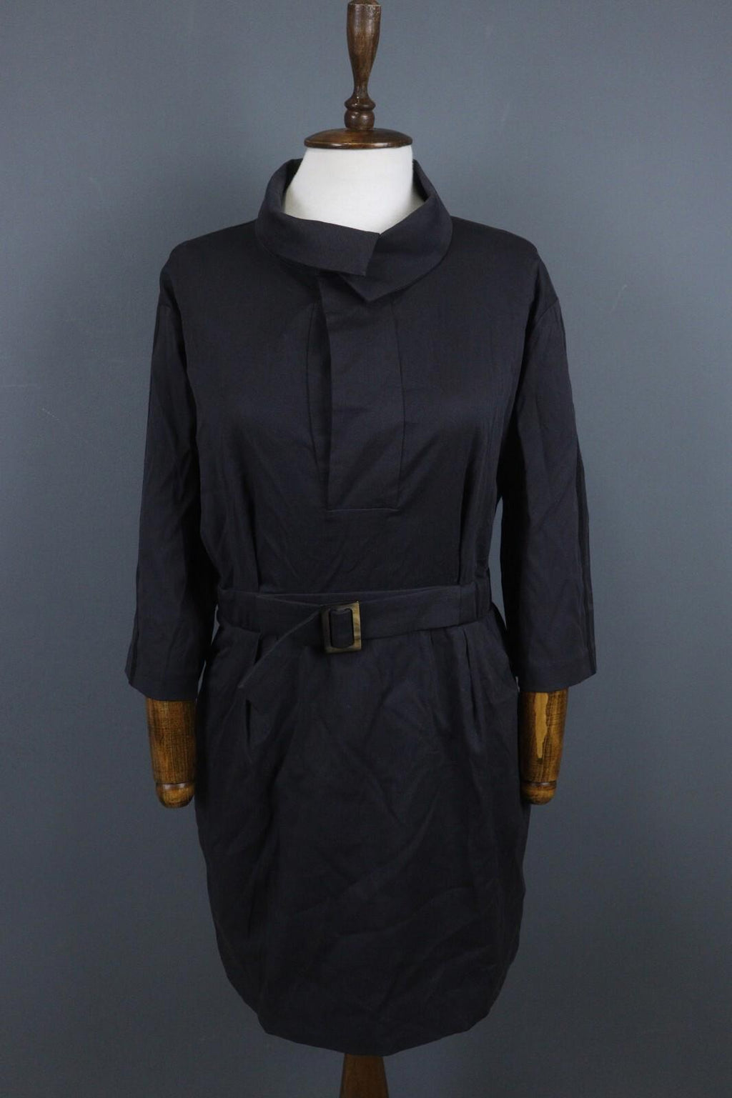 BA&SH Robe Sam Lady Dress Carbnone Collared Waist Belted Shirt Dress – Size 2