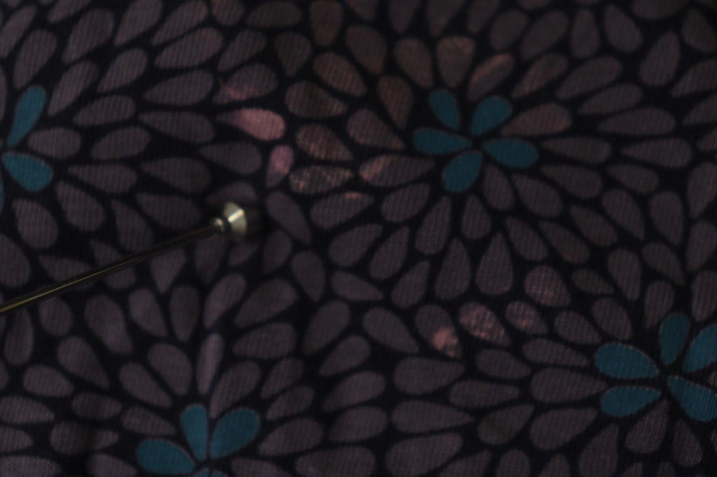 GUDRUN SJODEN Purple Floral Lyocell Long Sleeve Round Neck Shift Dress – Size XL