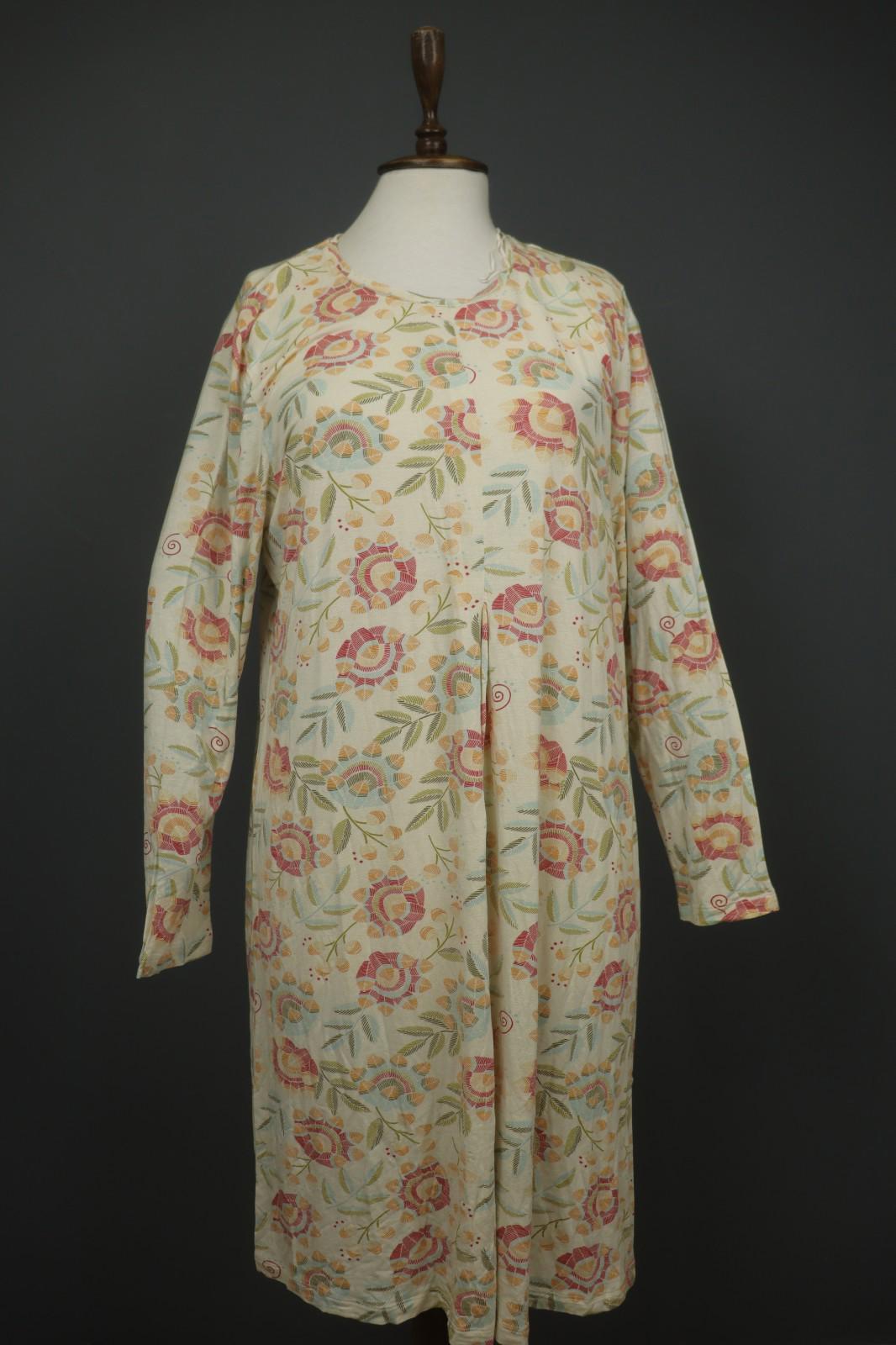 GUDRUN SJODEN Multicolor Floral Modal Long Sleeve Round Neck Shift Dress – Size L