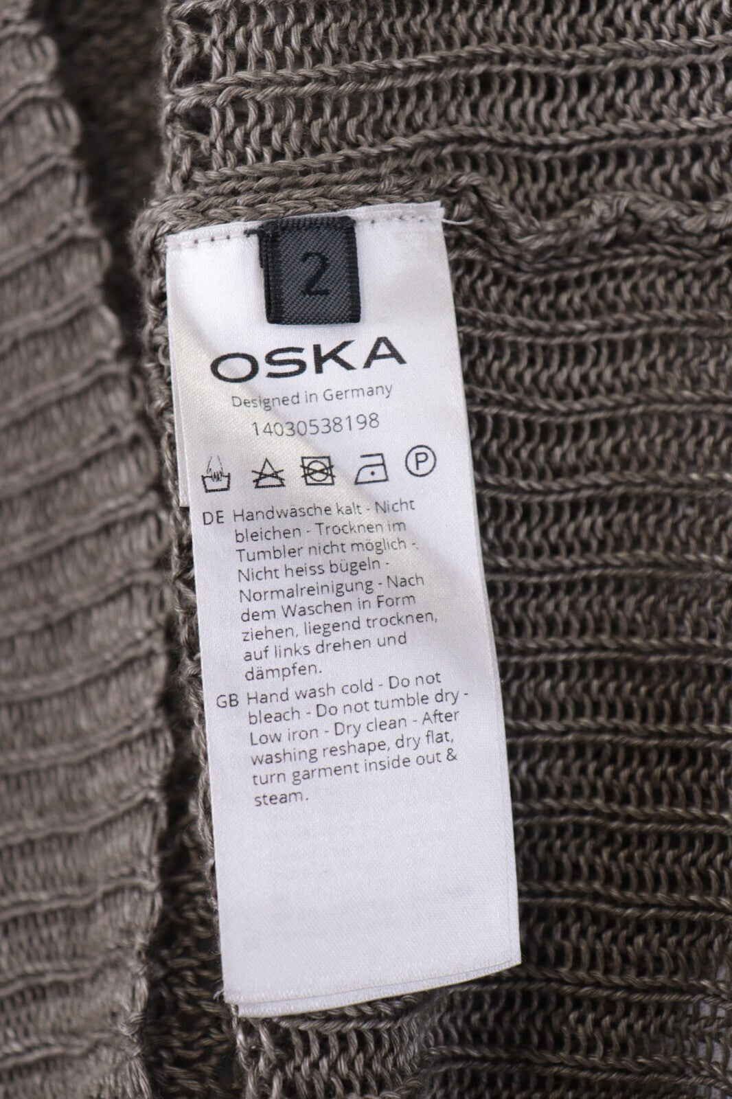 Oska Brown Lagenlook Relaxed Linen Knit Pullover Sweater – Size 2 / M