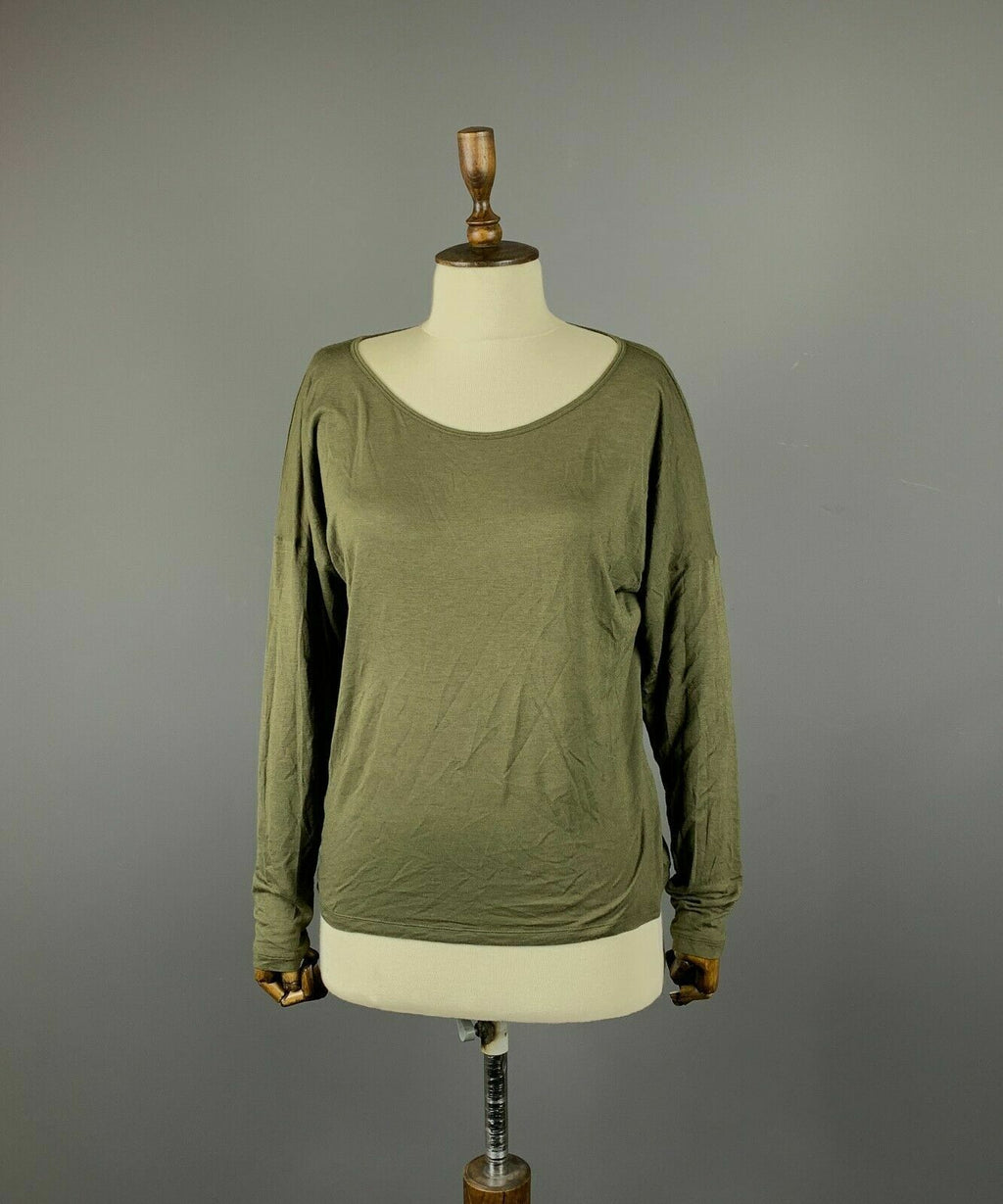 Barbara Bui Olive Boat Neck Viscose Cashmere Sweater – Women's L