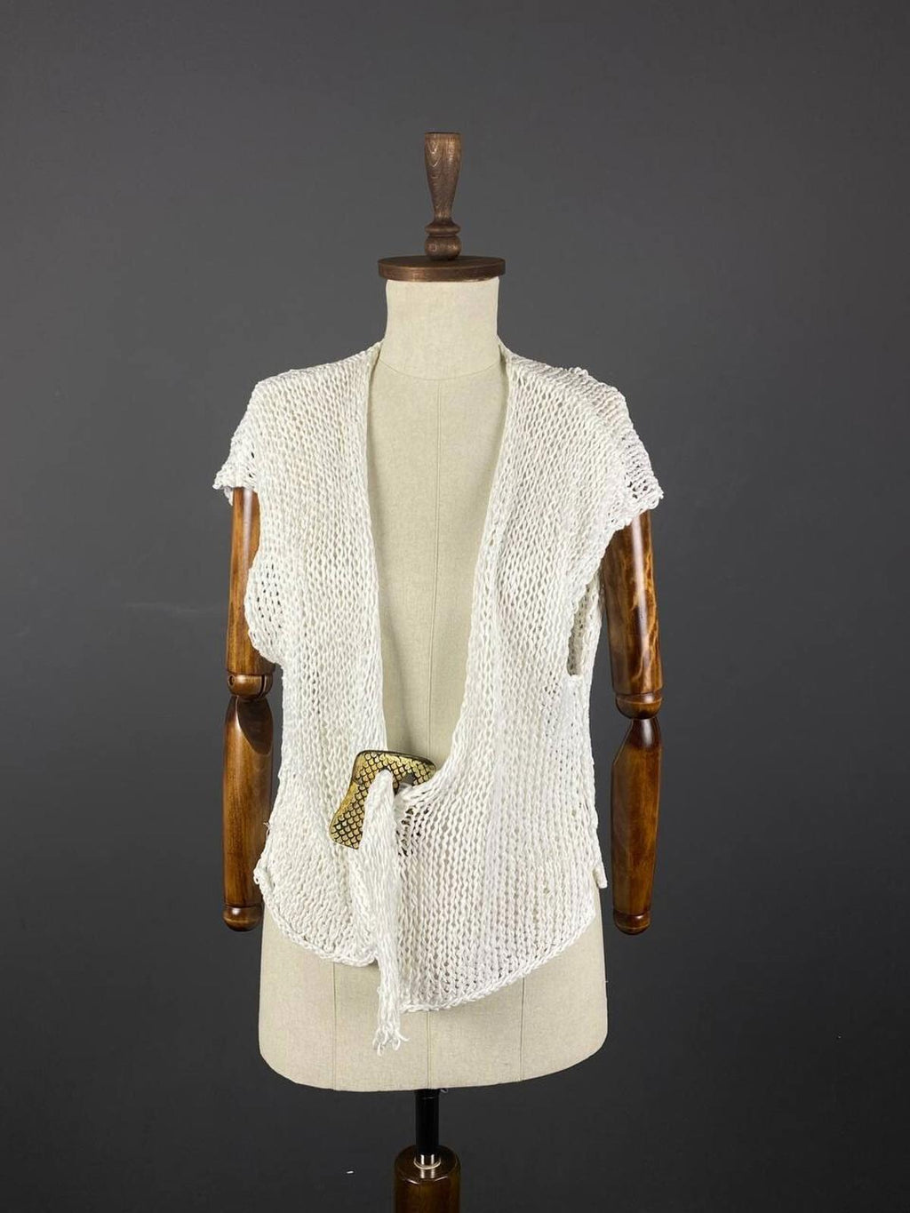 BARBARA SPEER White Lagenlook Crochet Knit Short Sleeve Cardigan Sweater – Size 2
