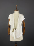 BARBARA SPEER White Lagenlook Crochet Knit Short Sleeve Cardigan Sweater – Size 2