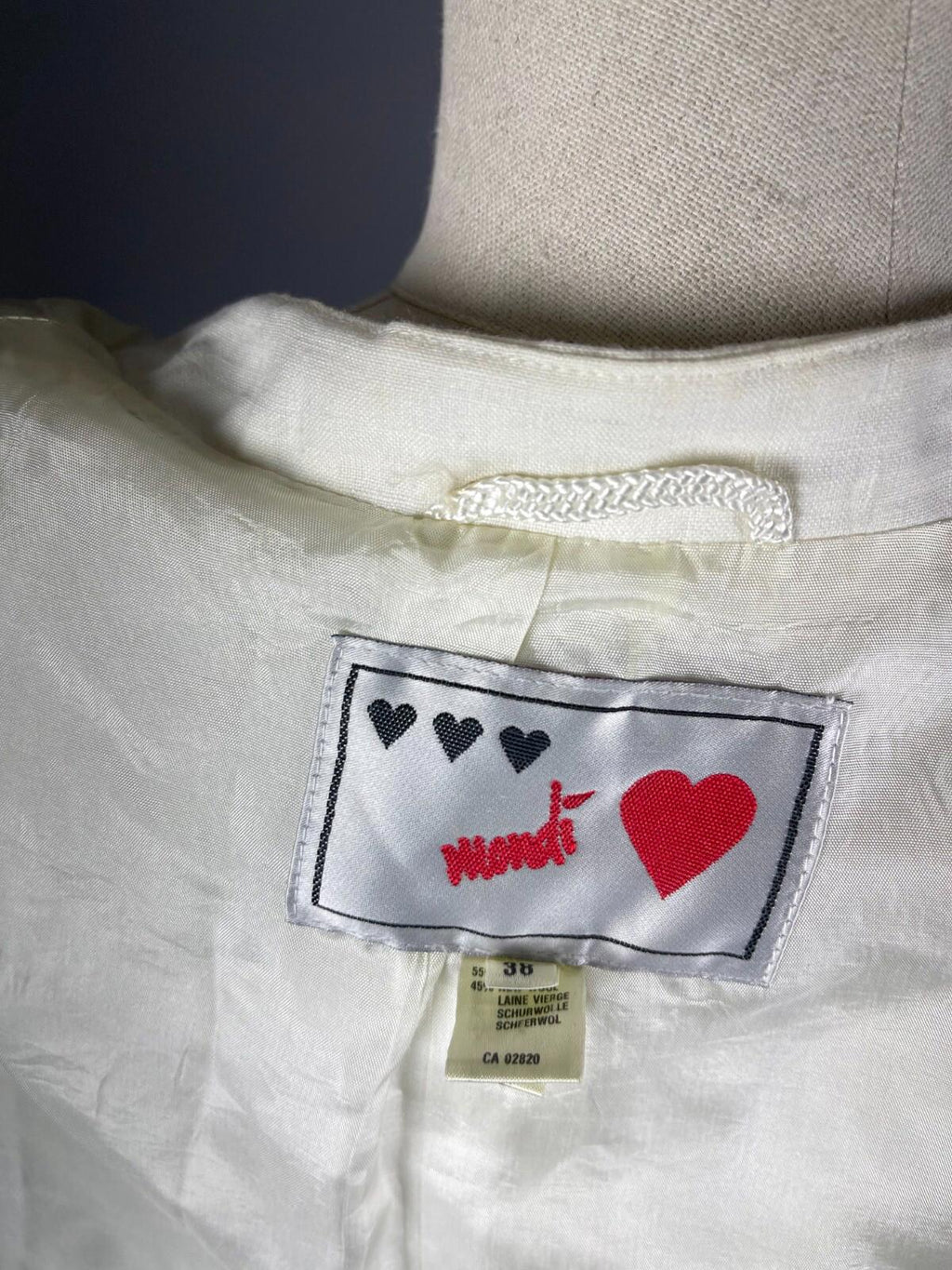 MONDI White Wool Double Breasted One Button Blazer Jacket – Size 38