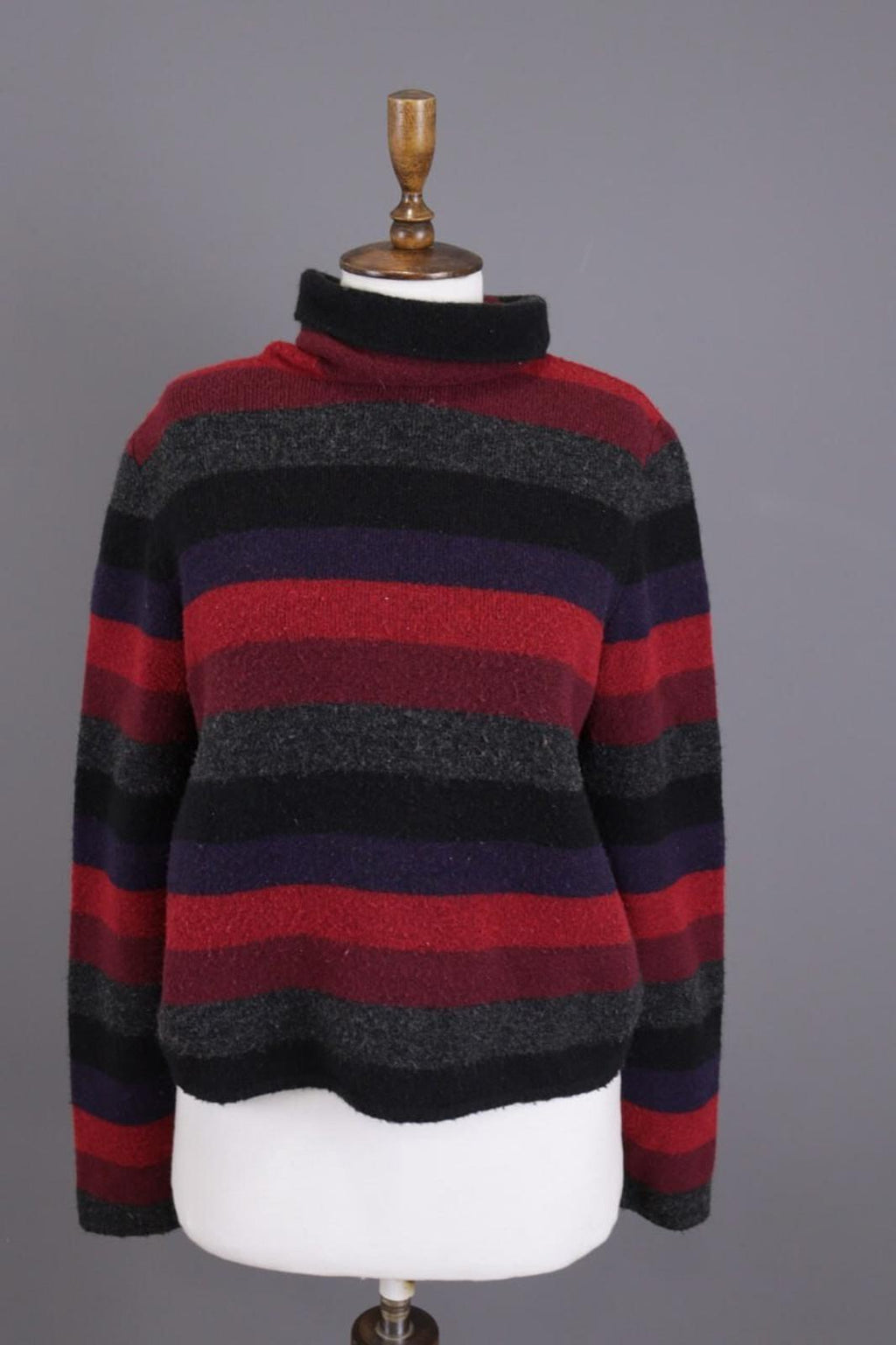 SARAH PACINI Multicolor Wool Striped Turtle Neck Knit Sweater One Size