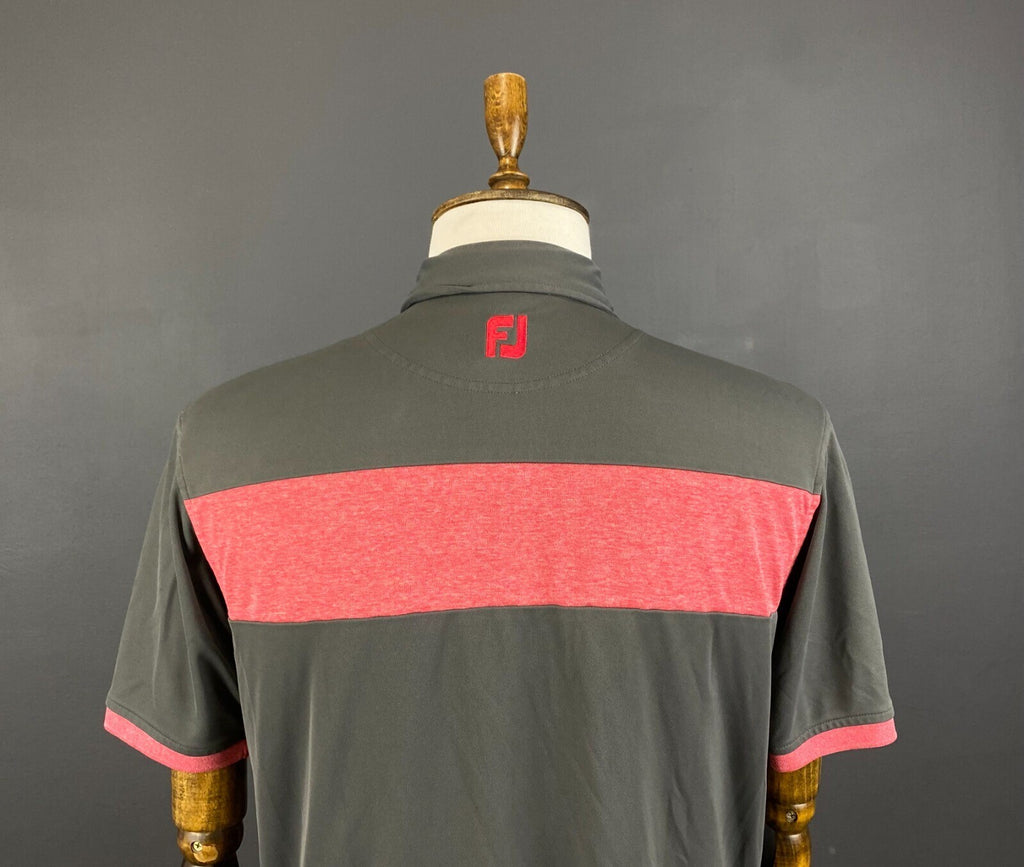 FJ FootJoy Athletic Fit Khaki Golf Spandex Short Sleeve Polo Shirt – Size L