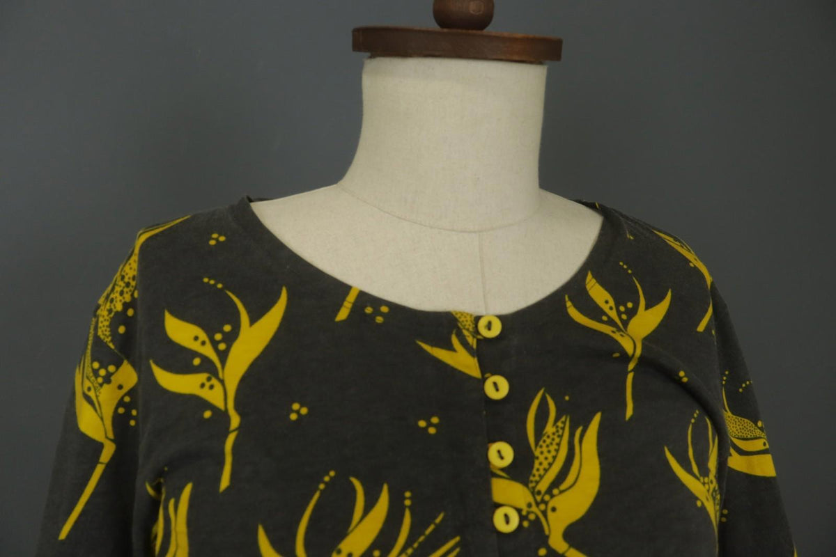 Gudrun Sjoden Multi Floral Long Sleeve Round Neck Button Front Shirt Dress Sz L – Used