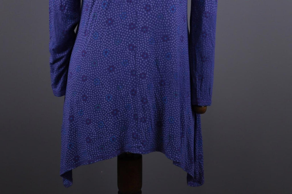 GUDRUN SJODEN Blue Floral Long Sleeve Blouson Midi Dress – Size S