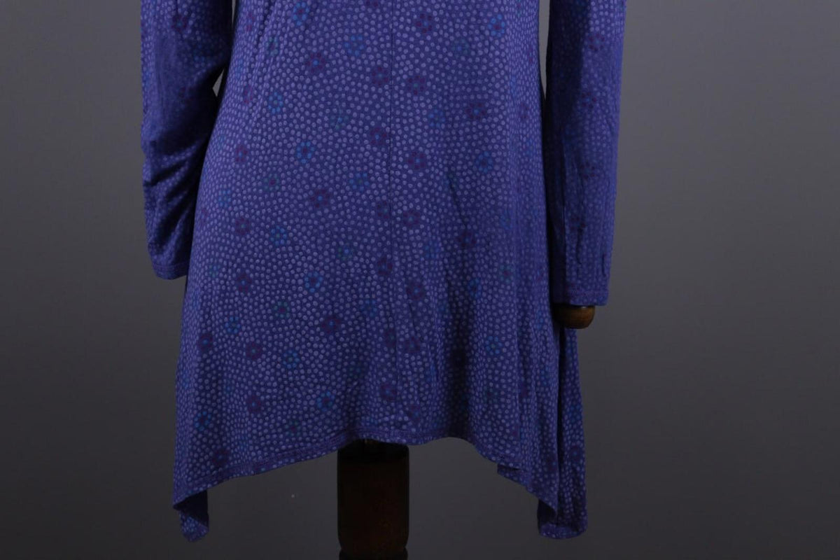 GUDRUN SJODEN Blue Floral Long Sleeve Blouson Midi Dress – Size S