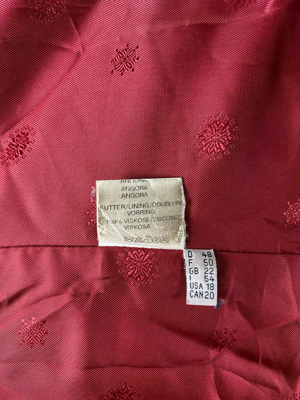 HENSEL & MORTENSEN Red Angora Wool Double Breasted Coat – Size 18