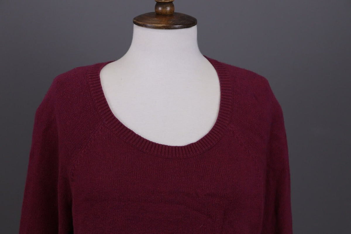 Eileen Fisher Burgubdy Lagenlook Cotton Cashmere Knit Oversized Sweater – Size M