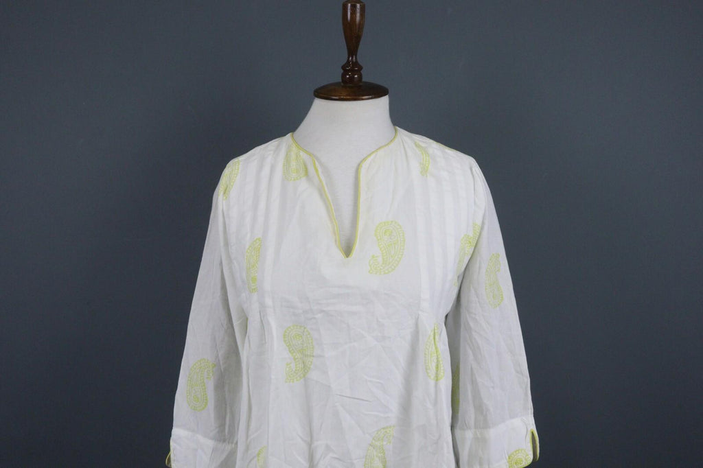 TOAST White Yellow Casual Comfortable 3/4 Sleeve Pleated Top Blouse – Size 12